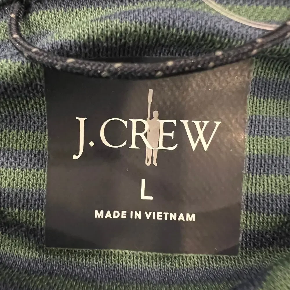 NWT J. Crew Men's Green & Navy Stripe Performance Coolmax Polo Shirt